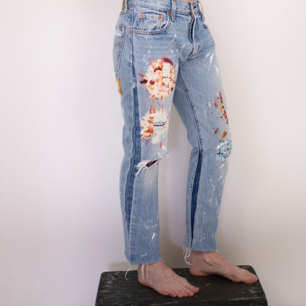 Levi’s 501 Women’s Jeans | Distressed Raw Hem | Upcycled One-of-a-Kind